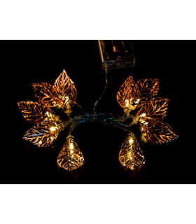 GUIRNALDA 10 LEDS HOJAS CON BATERIA 3xAA0,6W 4,5V 1,25METROS