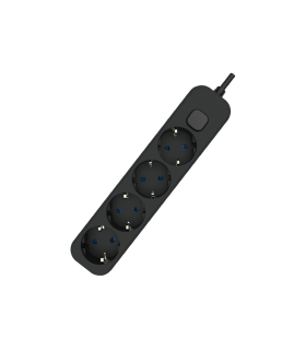 BASE MULTIPLE 4 TOMAS CON INTERRUPTOR 1.5 METROS NEGRA