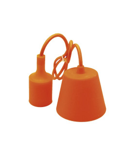 PORTALAMPARAS+CABLE FLORON 1M E27 SILICONA NARANJA