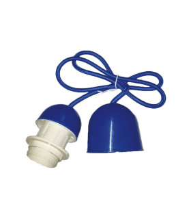 CONJUNTO PORTALÁMPARAS CABLE FLORÓN CON ROSCA  E27 1M AZUL