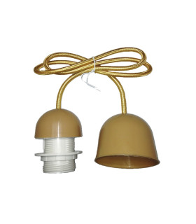 CONJUNTO PORTALÁMPARAS CABLE FLORÓN CON ROSCA  E27 1M DORADO