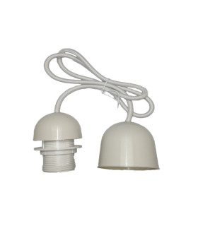 CONJUNTO PORTALÁMPARAS CABLE FLORÓN CON ROSCA  E27 1M MARFIL