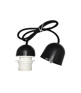 CONJUNTO PORTALÁMPARAS CABLE FLORÓN CON ROSCA  E27 1M NEGRO
