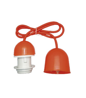 CONJUNTO PORTALÁMPARAS CABLE FLORÓN CON ROSCA  E27 1M NARANJA