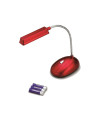 FLEXO LED MINI BATERIAS + USB 1W 6500K 100º 230V ROJO incluye 3 pilas AAA