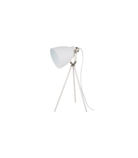 LAMPARA DE MESA E27 BLANCO+NICKEL