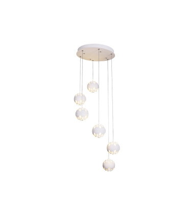 LAMPARA LED 6 BOLAS 6x7W 2700K 150º 100-240V BLANCO diámetro de la bola 125 mm