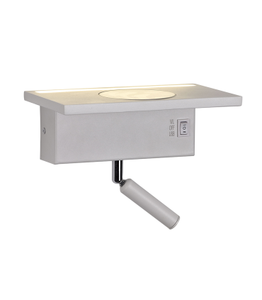 APLIQUE PARED LED CON USB + CARGADOR INALAMBRICO 5+3W 3000K  BLANCO