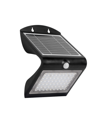 APLIQUE LED EXTERIOR SOLAR CON SENSOR DE PRESENCIA Y CREPUSCULAR IP65 4 W 4000K +3000K 120º SOLAR NEGRO