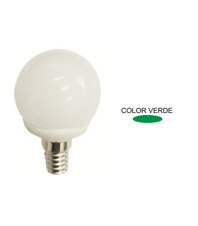 LAMPARA ESFERICA LED VERDE E14 4W 270º 230V
