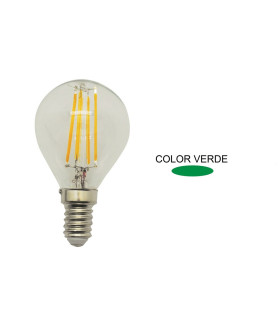 LAMPARA ESFERICA FILAMENTO LED VERDE E14 1,5W 360º 230V