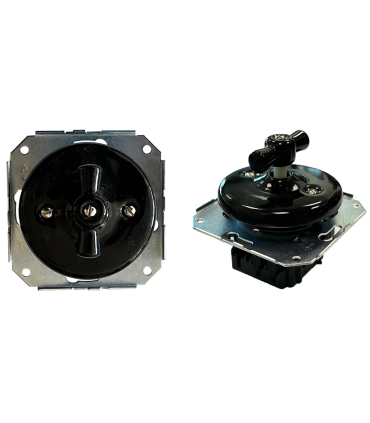 INTERRUPTOR CONMUTADOR EMPOTRAR PORCELANA NEGRO 10A 250V SIN MARCO