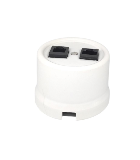 BASE SUPERFICIE PORCELANA BLANCO RJ45+RJ11 SIN MARCO