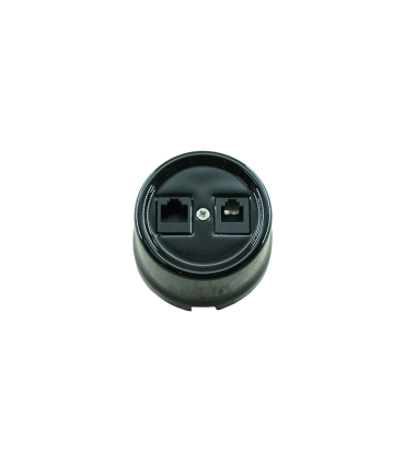 BASE SUPERFICIE PORCELANA  RJ45+RJ11 SIN MARCO NEGRA