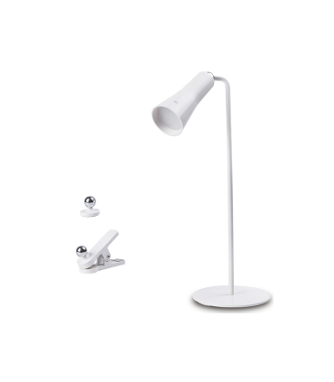LAMPARA MULTIFUNCION 4 EN 1: MESA, APLIQUE PARED, PINZA, PORTATIL 2.4W 4000K