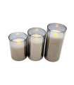 SET DE 3 VELAS PLATEADAS  CON BATERIAS ( NO INCLUIDAS)