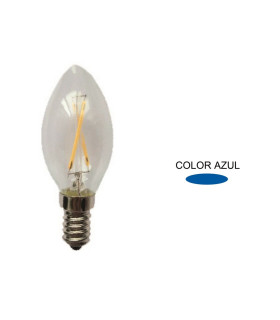 LAMPARA VELA FILAMENTO LED AZUL E14 1,5W 360º 230V