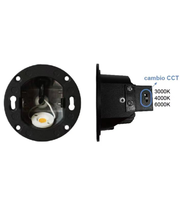 APLIQUE PARED EMPOTRAR CON BOTON DE SELECCION DE TONALIDAD 3000K/4000K/6000K  MARCOS INTERCAMBIABLES 3W 175V-265V 38º