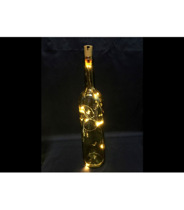 HILO LUMINOSO LED PARA BOTELLA CORCHO DE METAL 10 LEDS 1 METRO CABLE PLATA  baterias 1xAA 0,6W 2700K 4,5V botella no incluida