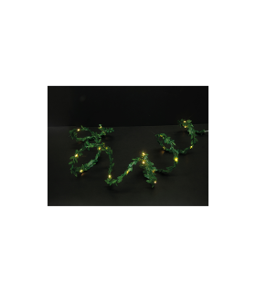 GUIRNALDA LUMINOSA HOJAS VERDES 1.9M 20 LEDS 1.2W 2700K BATERIAS  3XAA ( NO INCLUIDAS ) CON TEMPORIZADOR 6H/18H