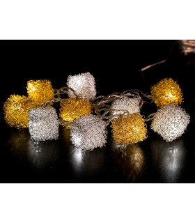 GUIRNALDA 10 LED CUADRADO PLATA-ORO 0,6W 24V IP20 5,35METROS