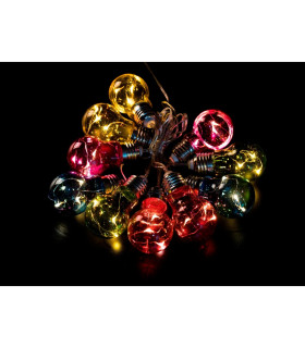GUIRNALDA ESTILO BOMBILLA COLORES CON TRANSFORMADOR 20 LEDS 3,40W 24V 8,50METROS