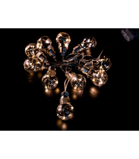 GUIRNALDA 10 LEDS ESTILO BOMBILLA TRANSPARENTE CON BATERIA 3xAA (incluidas) 0,3W 4,5V 2,30METROS
