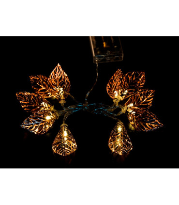 GUIRNALDA 10 LEDS HOJAS CON BATERIA 3xAA0,6W 4,5V 1,25METROS