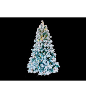 ARBOL DE NAVIDAD DECORACION PIÑAS BOLITAS ROJAS Y NIEVE 160 LEDS 3,6W 2700K 230V IP44 alto 180cm ancho 110cm