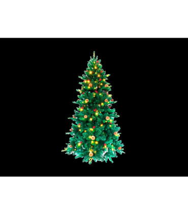 ARBOL DE NAVIDAD DECORACION PIÑAS Y BOLITAS ROJAS 190 LEDS 3,6W 2700K 230V IP44 alto 150cm ancho 102cm