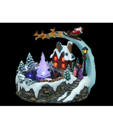 FIGURA NAVIDAD LED ESCENA CON PAPA NOEL CON BATERIAS 3XAA 25x19x21cm 0,83W 2700K 4,5V IP20