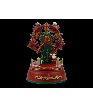  FIGURA NAVIDAD LED NORIA ROJA CON BATERIAS 3XAA  CON MUSICA Y FUNCION PRUEBAME 13X13X18.5cm 0,53W 4,5V IP20