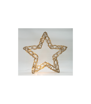 ESTRELLA LUMINOSA DORADA 3D CON RATAN  150 LEDS CON FLASH IP44 230V