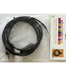 KIT CABLE TEXTIL NEGRO 2 mts 2 X 0.75 MM. + CLAVIJA + INTERRUPTOR NEGROS