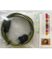 KIT CABLE TEXTIL VERDE 2 mts 2 X 0.75 MM. + CLAVIJA + INTERRUPTOR NEGROS