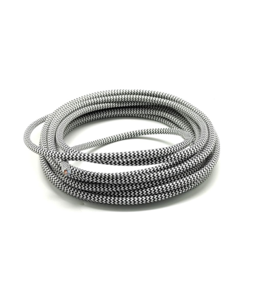 CABLE DECORATIVO TELA 2X0.75mm 25METROS BLANCO-NEGRO