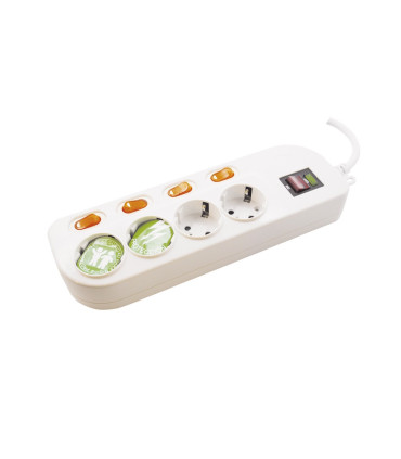 BASE MULTIPLE 4 TOMAS CON INTERRUPTOR INDIVIDUAL