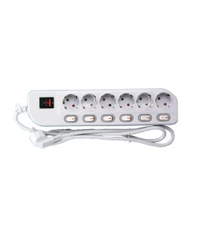 BASE MULTIPLE 6 TOMAS CON INTERRUPTOR INDIVIDUAL