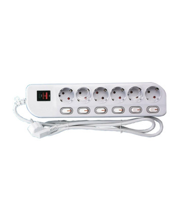 BASE MULTIPLE 6 TOMAS CON INTERRUPTOR INDIVIDUAL