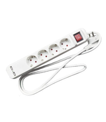 BASE 4 TOMAS CABLE 1.5 METROS 3X1.5 CON 2 USB