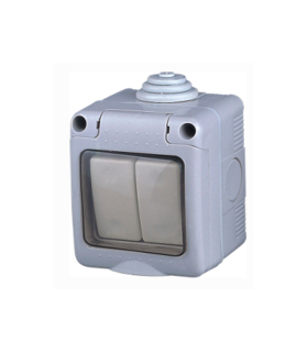 DOBLE CONMUTADOR ESTANCO DE SUPERFICIE 16A/250V IP55 CON TAPA DE PLASTICO