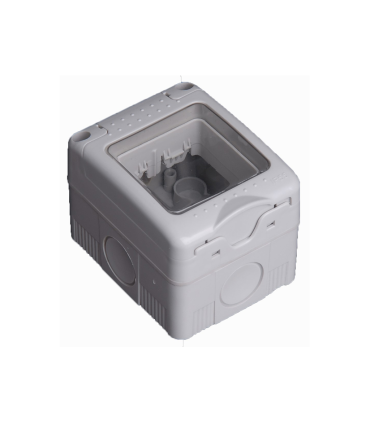 CAJA DE SUPERFICIE ESTANCA PARA 2 MODULOS CON TAPA DE PLASTICO IP55
