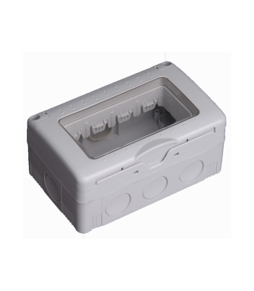 CAJA DE SUPERFICIE ESTANCA PARA 4 MODULOS CON TAPA DE PLASTICO IP55