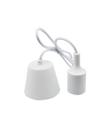 PORTALAMPARAS+CABLE FLORON 1M E27 SILICONA BLANCO