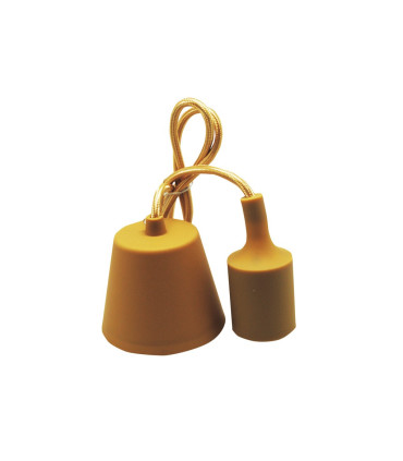 PORTALAMPARAS+CABLE FLORON 1M E27 SILICONA DORADO