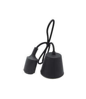 PORTALAMPARAS+CABLE FLORON E27 1M SILICONA NEGRO