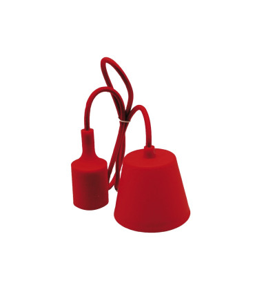 PORTALAMPARAS+CABLE FLORON 1M E27 SILICONA ROJO