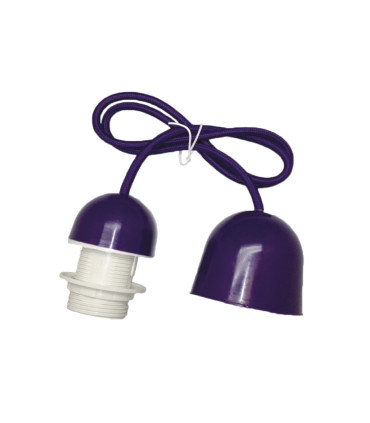 CONJUNTO PORTALÁMPARAS CABLE FLORÓN CON ROSCA  E27 1M MORADO