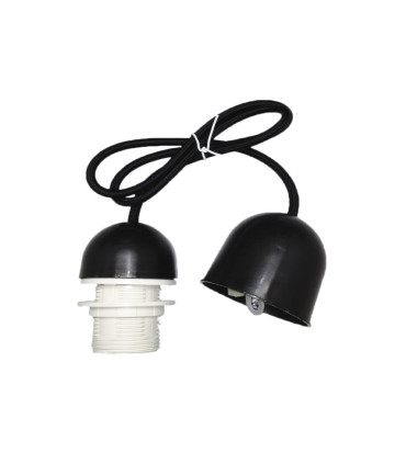 CONJUNTO PORTALÁMPARAS CABLE FLORÓN CON ROSCA  E27 1M NEGRO