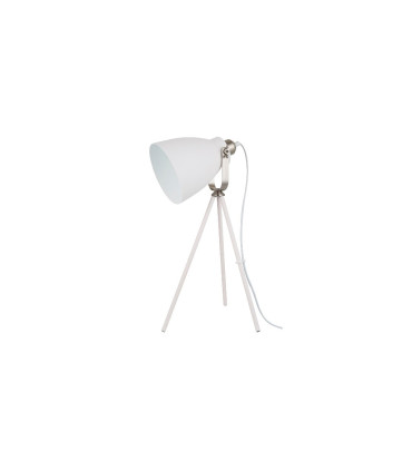 LAMPARA DE MESA E27 BLANCO+NICKEL